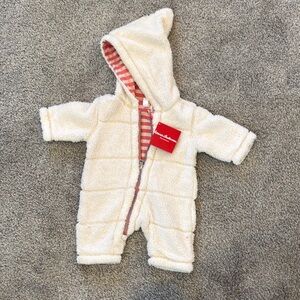 Cozy Cream Hooded Baby One Piece